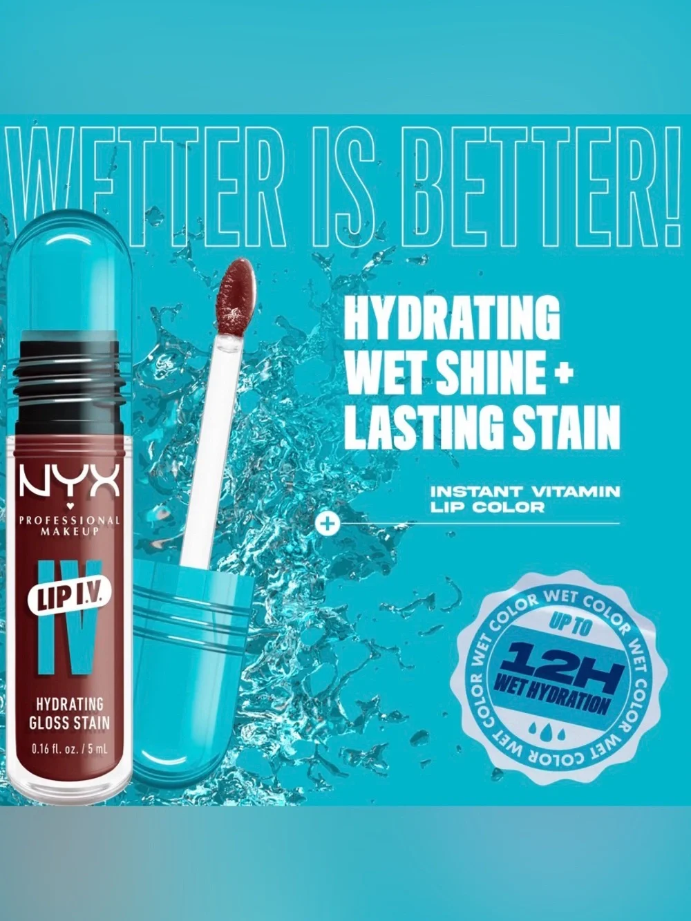 BUY NOW NYX Lip I.V. Hydrating Lip Gloss Stain - Blush Rush